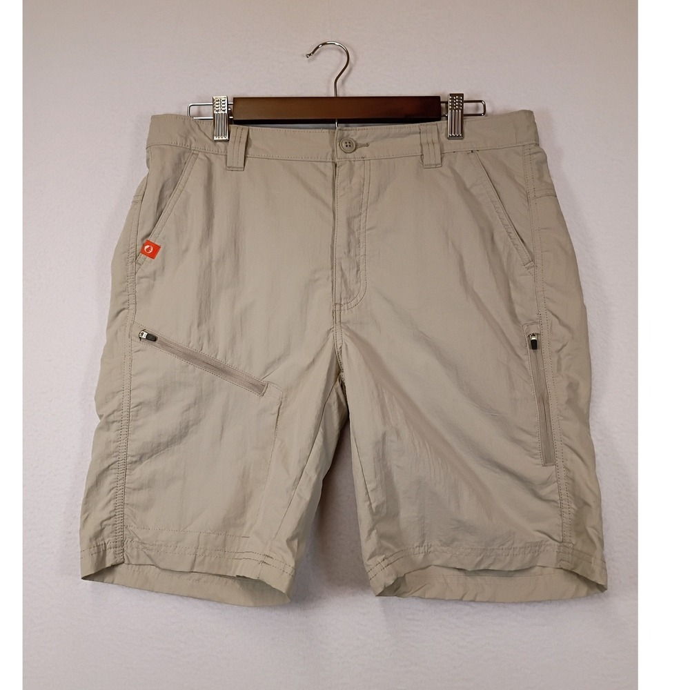 Outdoor The American Outdoorsman Mens M Tan Nylon Quick Dry Utility Cargo Shorts
